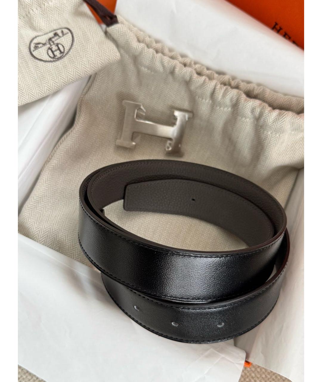 HERMES Черный кожаный ремень, фото 4
