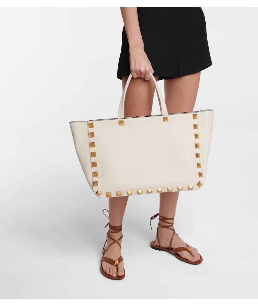 VALENTINO Черная кожаная сумка тоут, фото 7