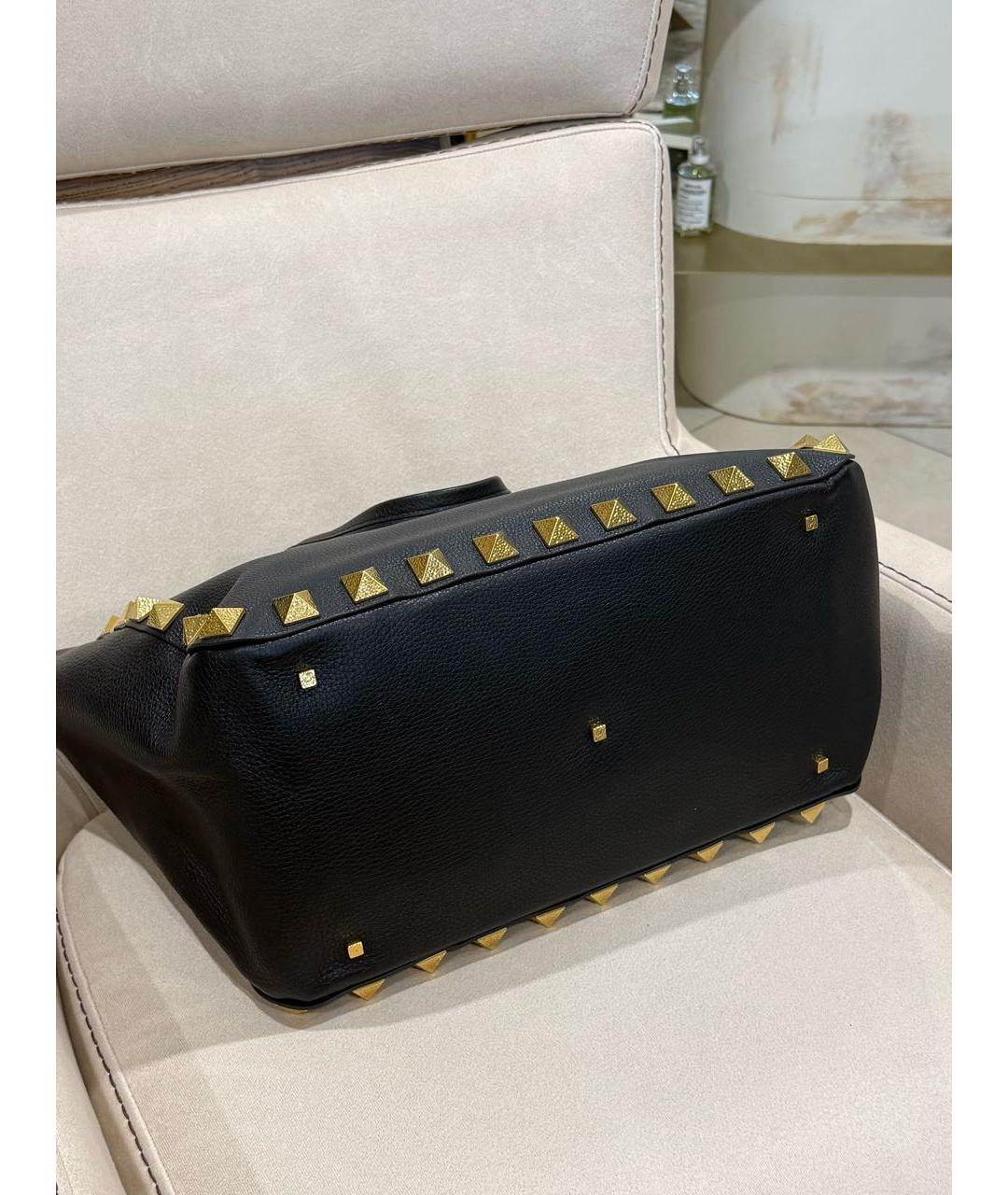 VALENTINO Черная кожаная сумка тоут, фото 4