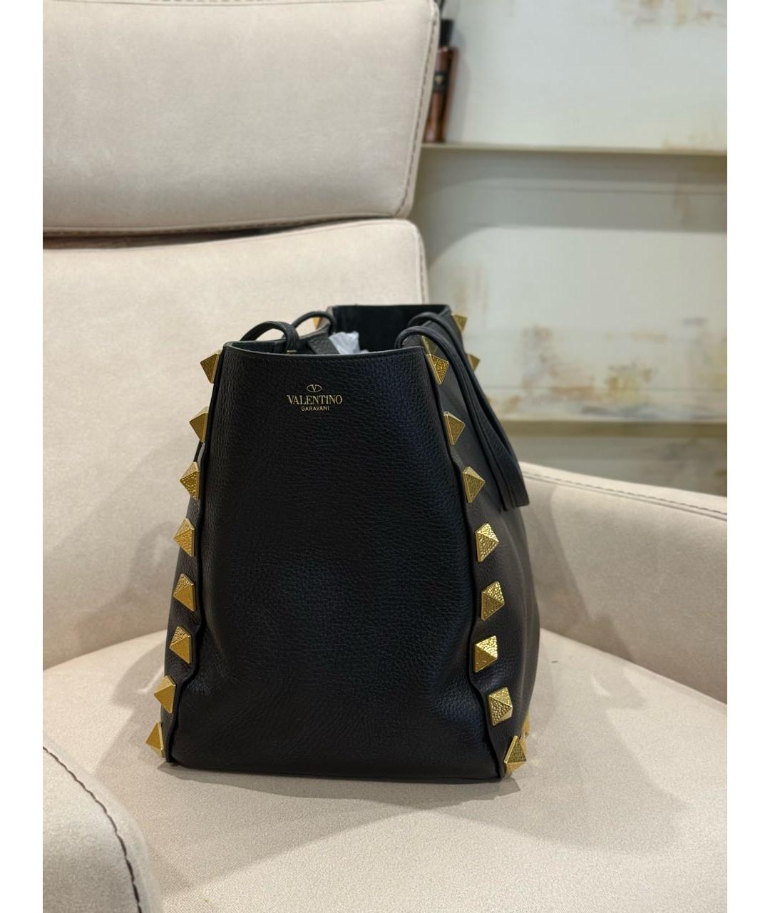 VALENTINO Черная кожаная сумка тоут, фото 3