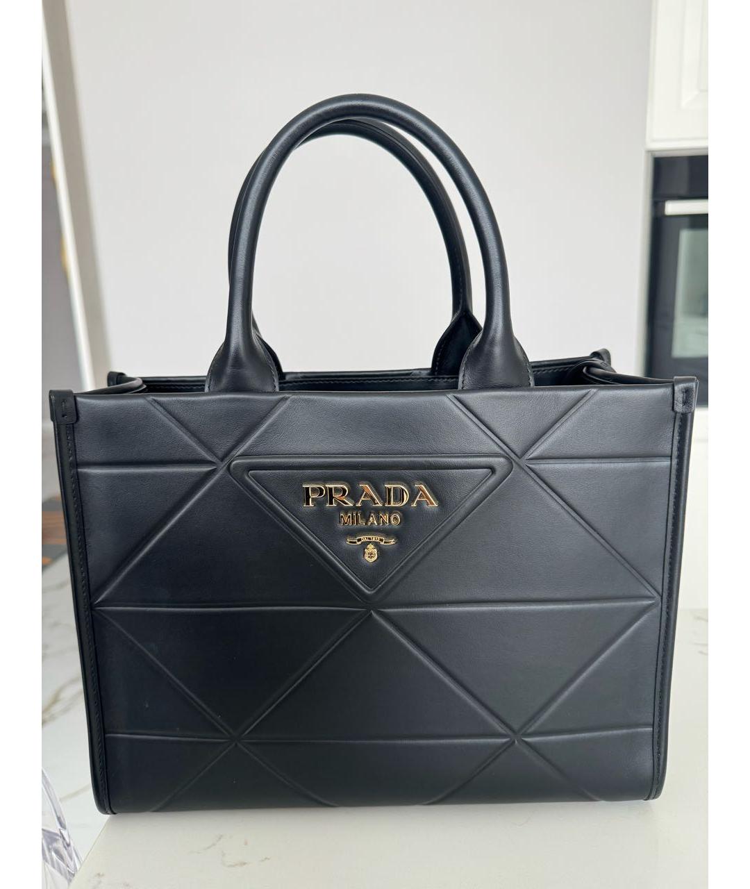 PRADA Черная кожаная сумка тоут, фото 4