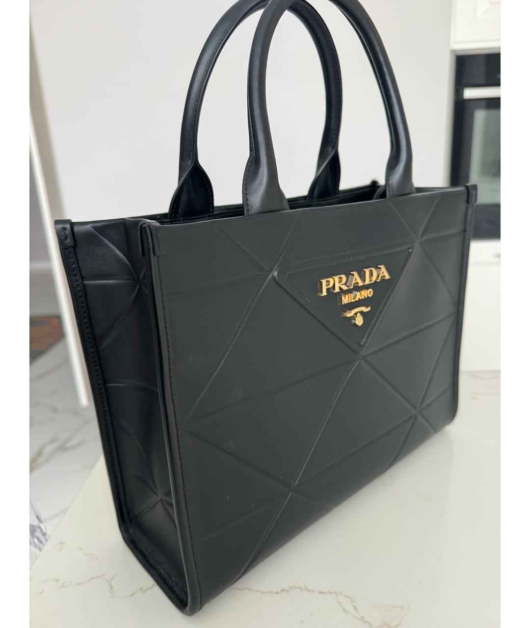 PRADA Черная кожаная сумка тоут, фото 5