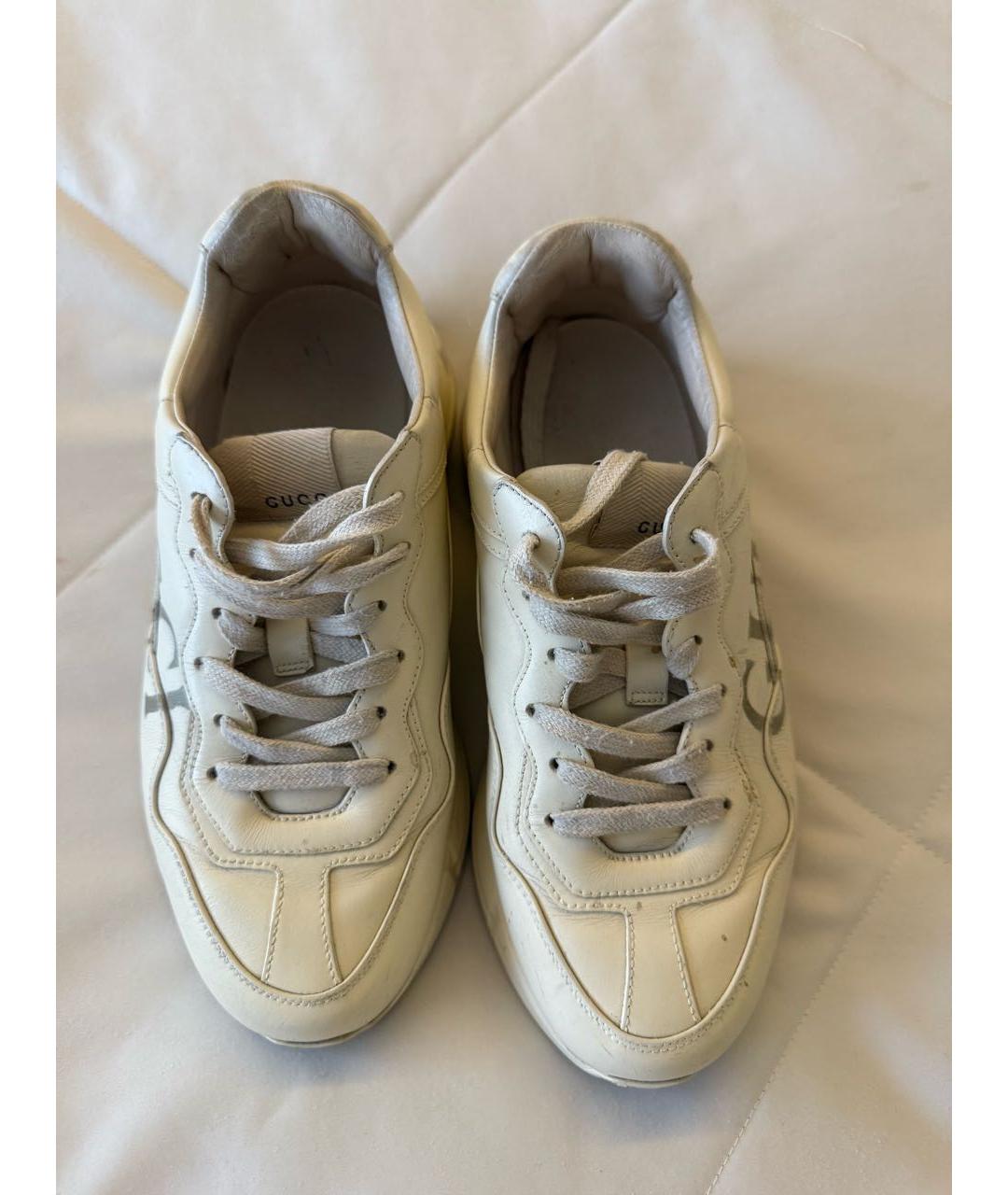 GUCCI Белые кожаные кроссовки, фото 2