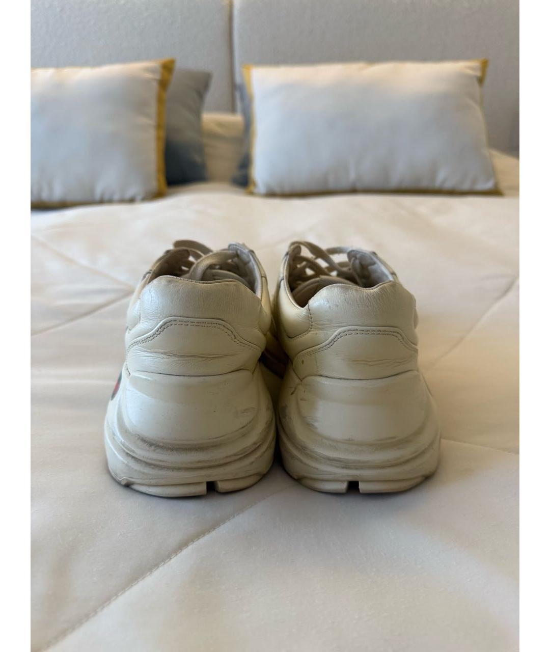 GUCCI Белые кожаные кроссовки, фото 3