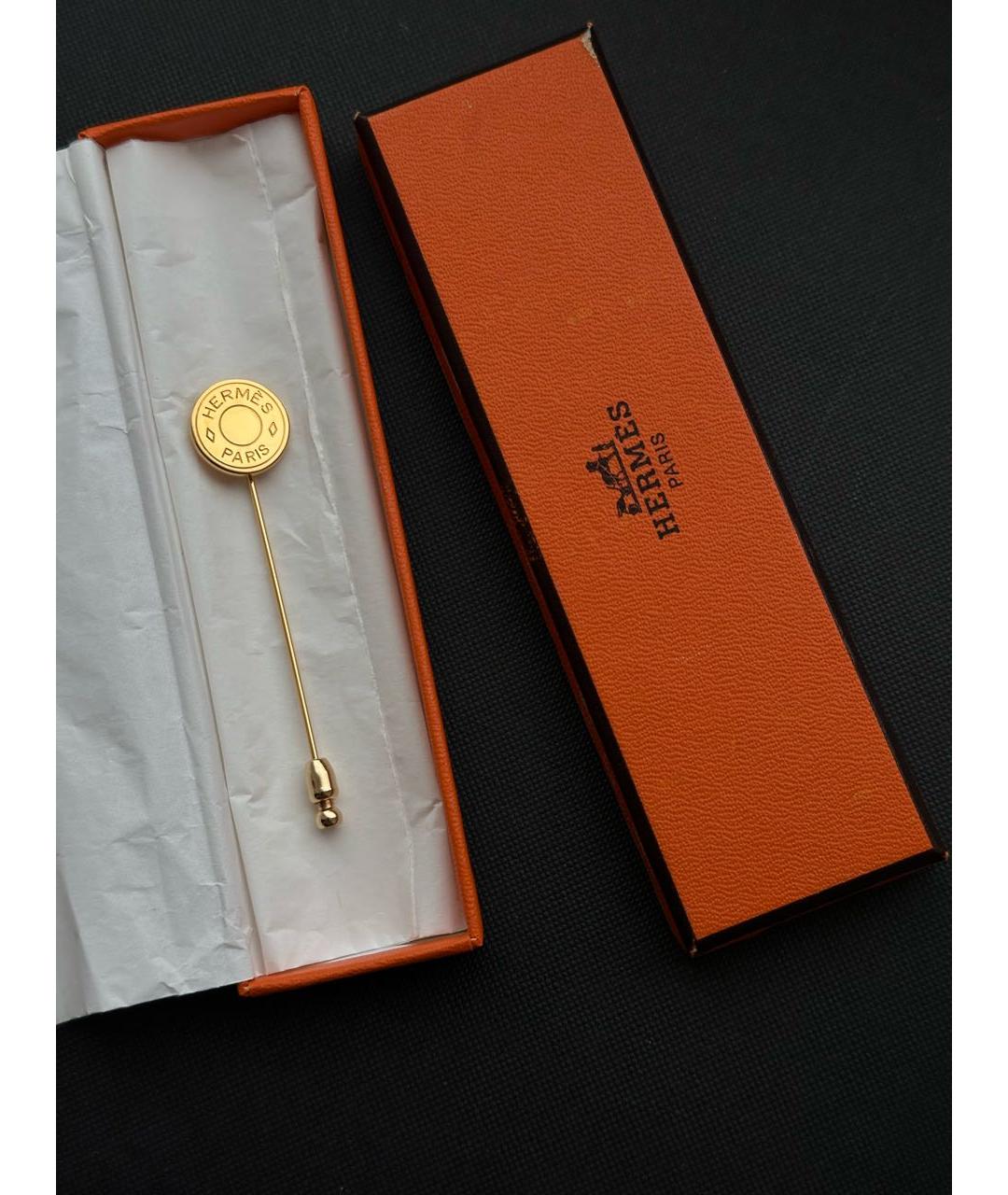 HERMES Золотая металлическая булавка / брошь, фото 2