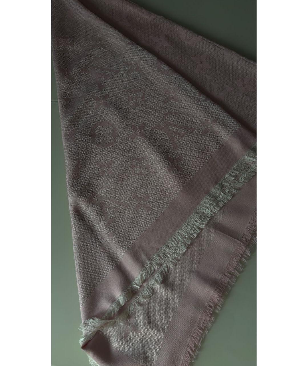 LOUIS VUITTON Розовый шелковый платок, фото 3