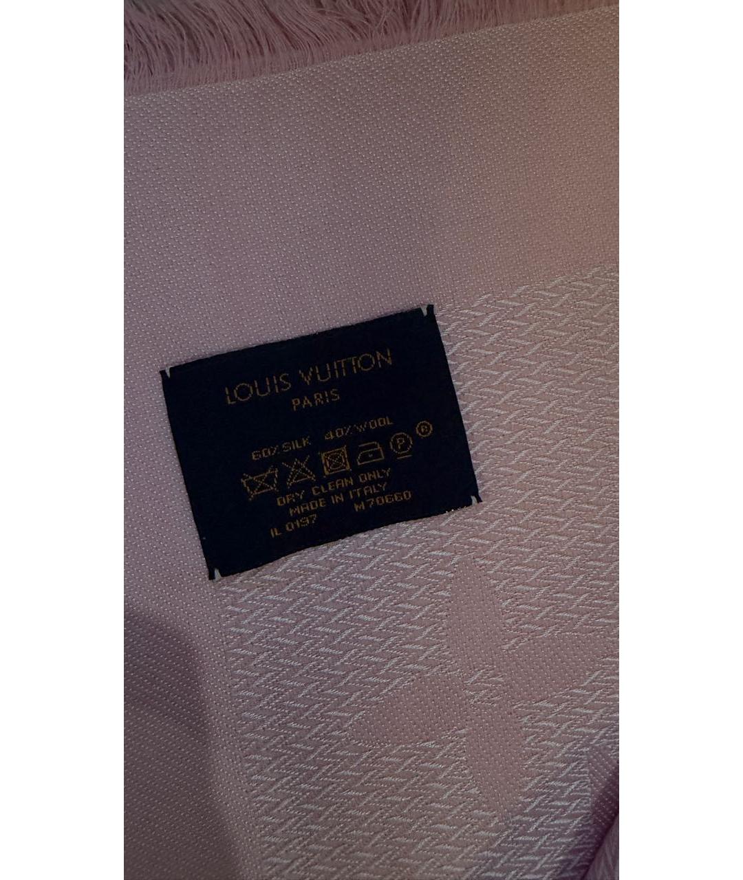 LOUIS VUITTON Розовый шелковый платок, фото 5