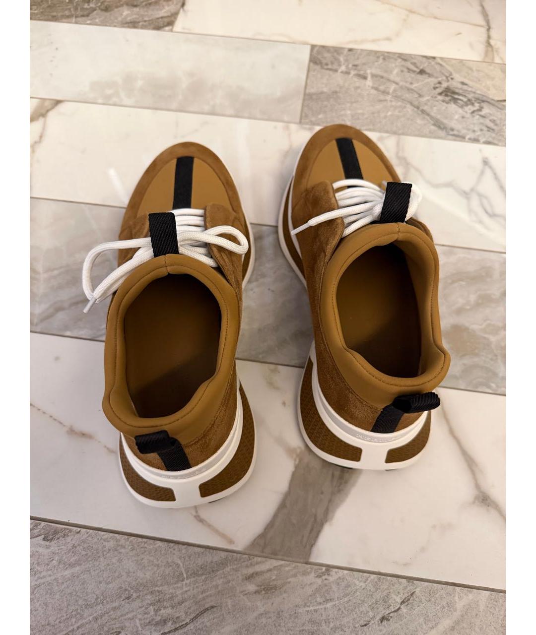 HERMES Коричневые замшевые низкие кроссовки / кеды, фото 3