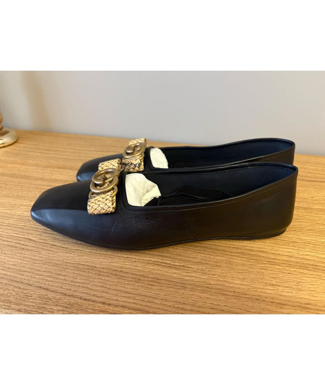 GUCCI Черные кожаные балетки, фото 7