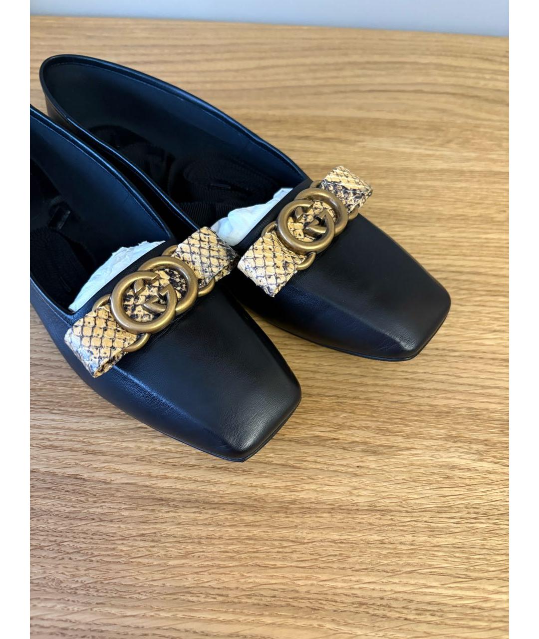 GUCCI Черные кожаные балетки, фото 2