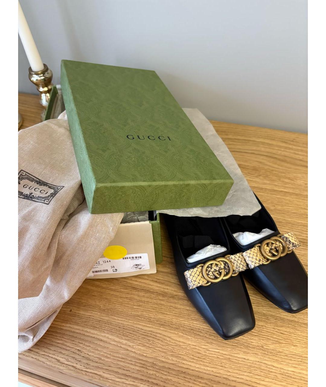 GUCCI Черные кожаные балетки, фото 5