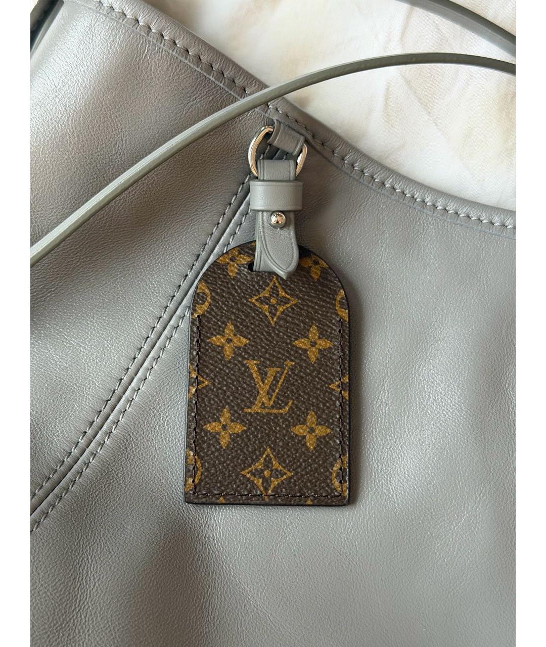 LOUIS VUITTON Серая кожаная сумка тоут, фото 4