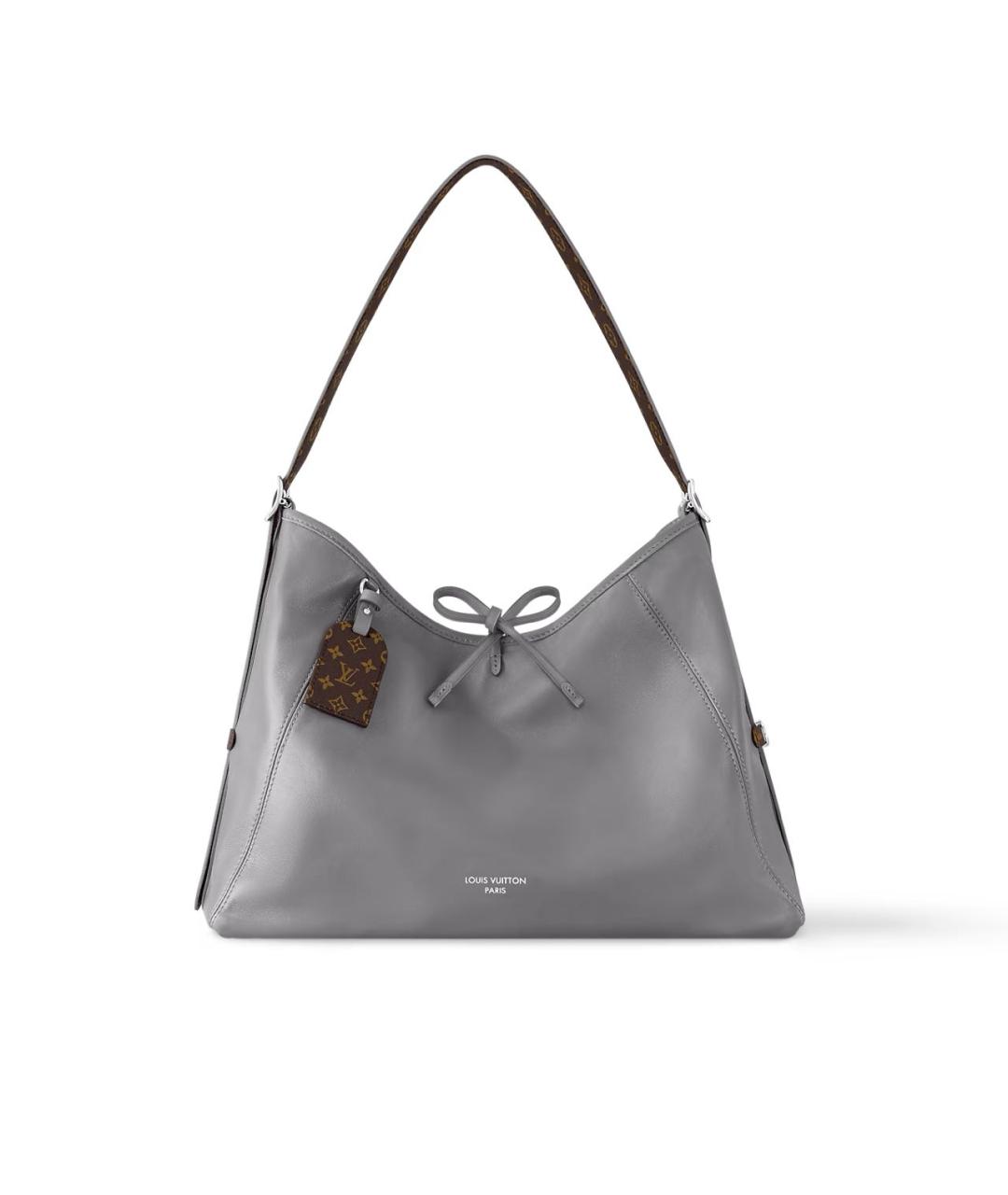 LOUIS VUITTON Серая кожаная сумка тоут, фото 8