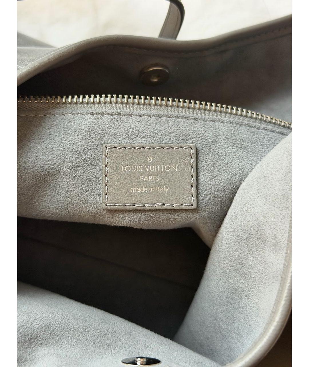 LOUIS VUITTON Серая кожаная сумка тоут, фото 7