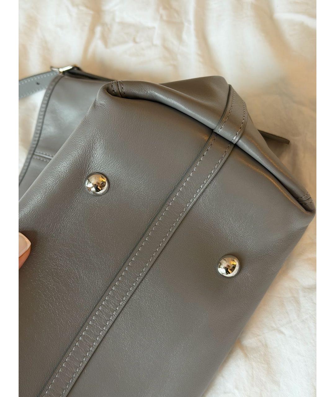 LOUIS VUITTON Серая кожаная сумка тоут, фото 6