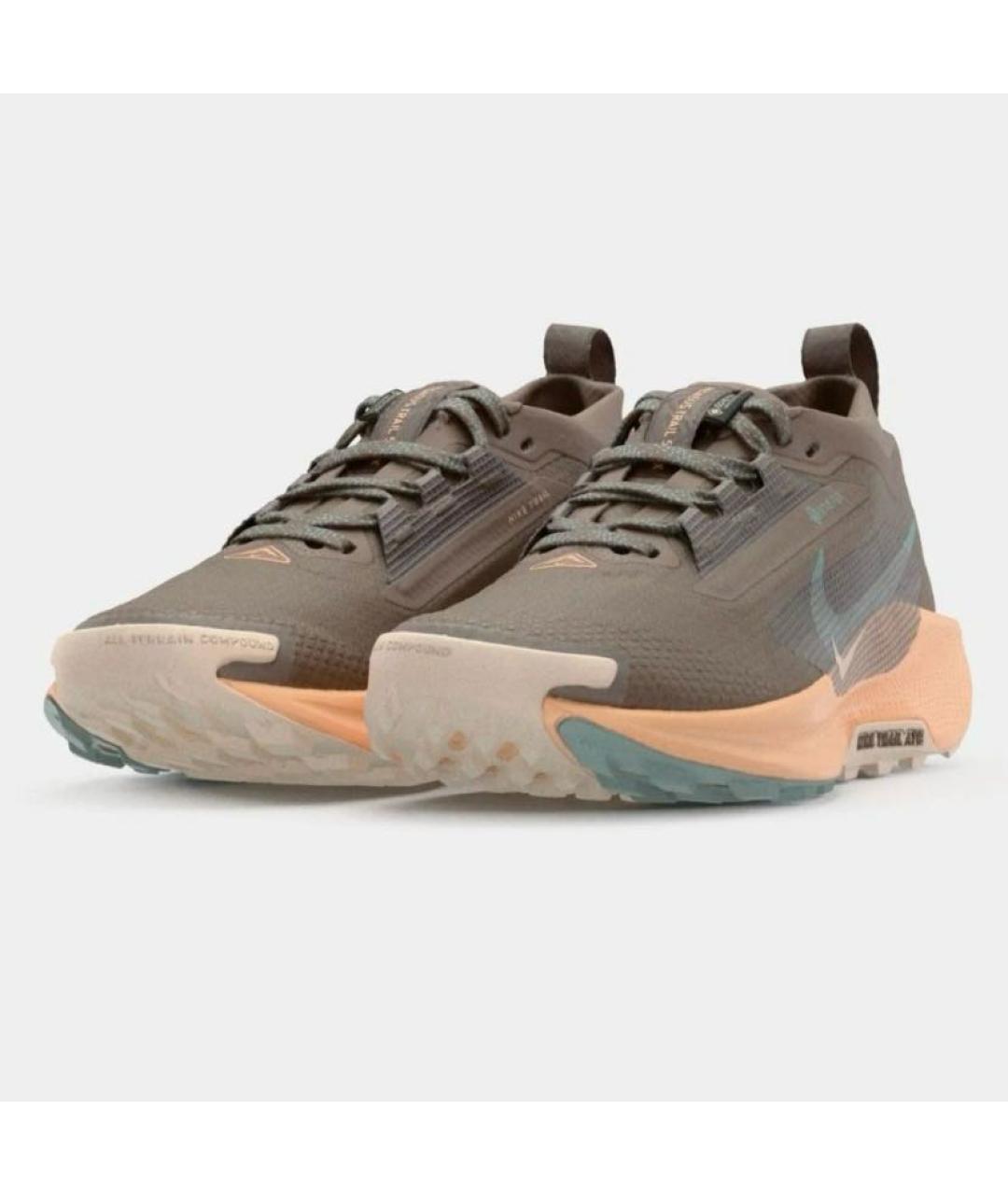 NIKE Коричневые текстильные низкие кроссовки / кеды, фото 2