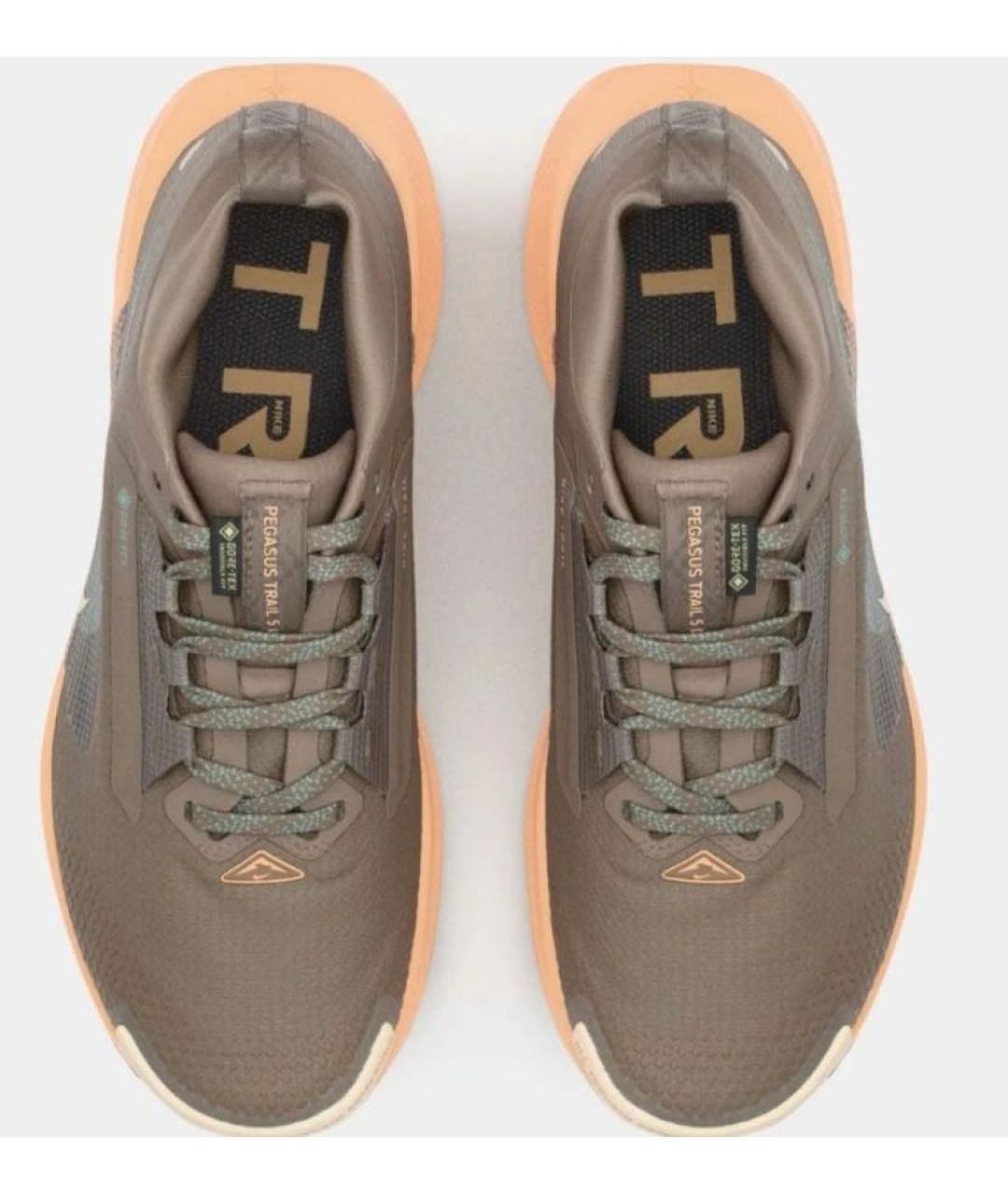 NIKE Коричневые текстильные низкие кроссовки / кеды, фото 4