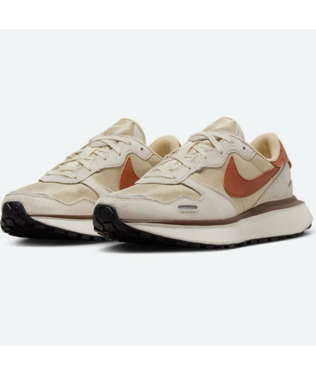 NIKE Бежевые текстильные низкие кроссовки / кеды, фото 2