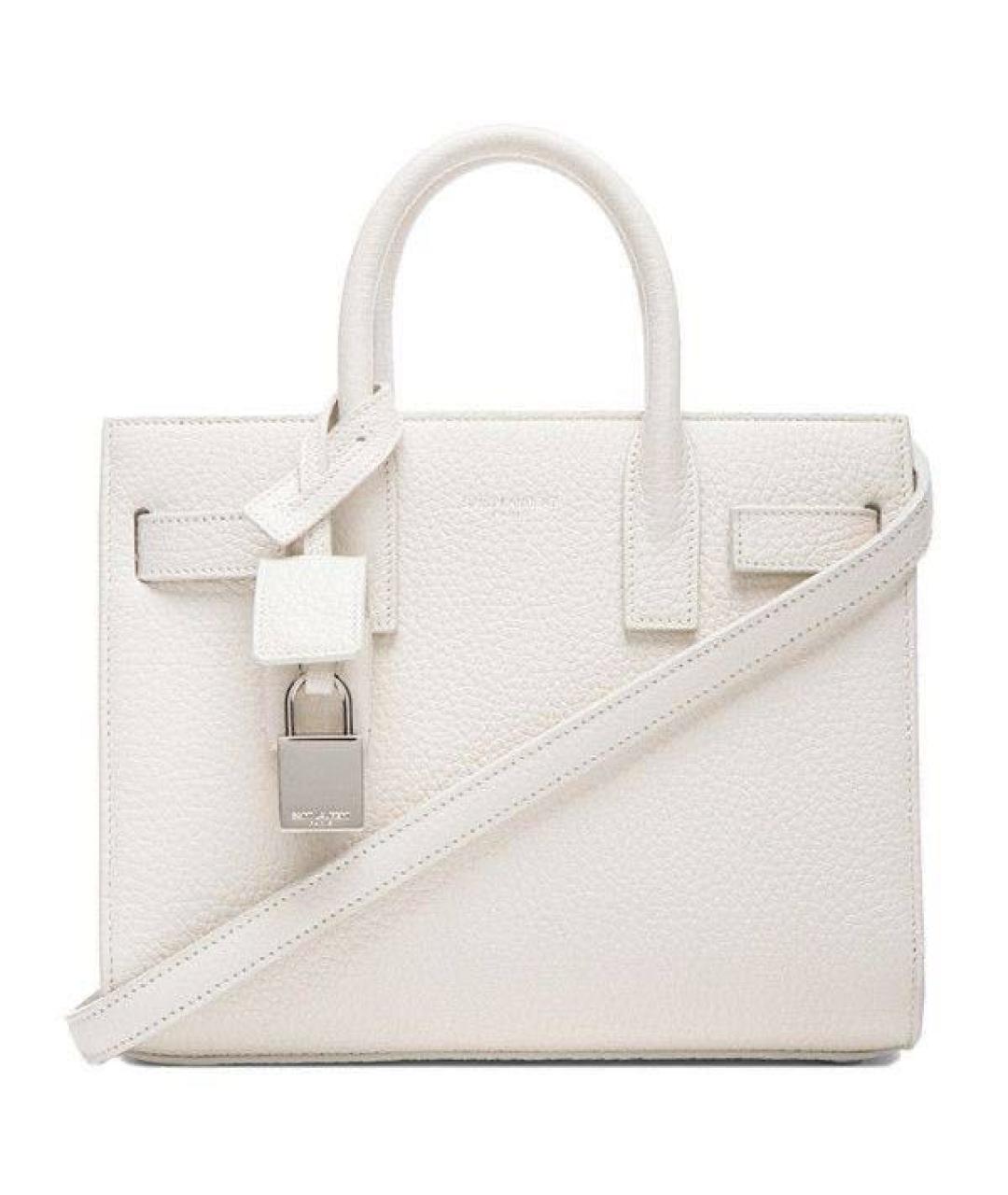 SAINT LAURENT Белая кожаная сумка тоут, фото 1