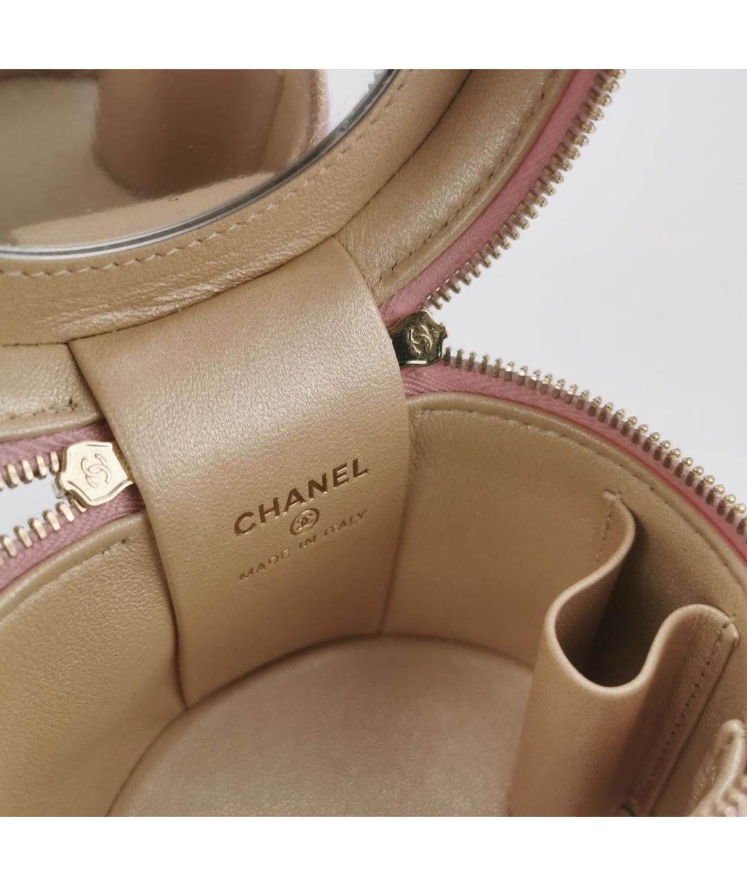 CHANEL Розовая кожаная сумка с короткими ручками, фото 6