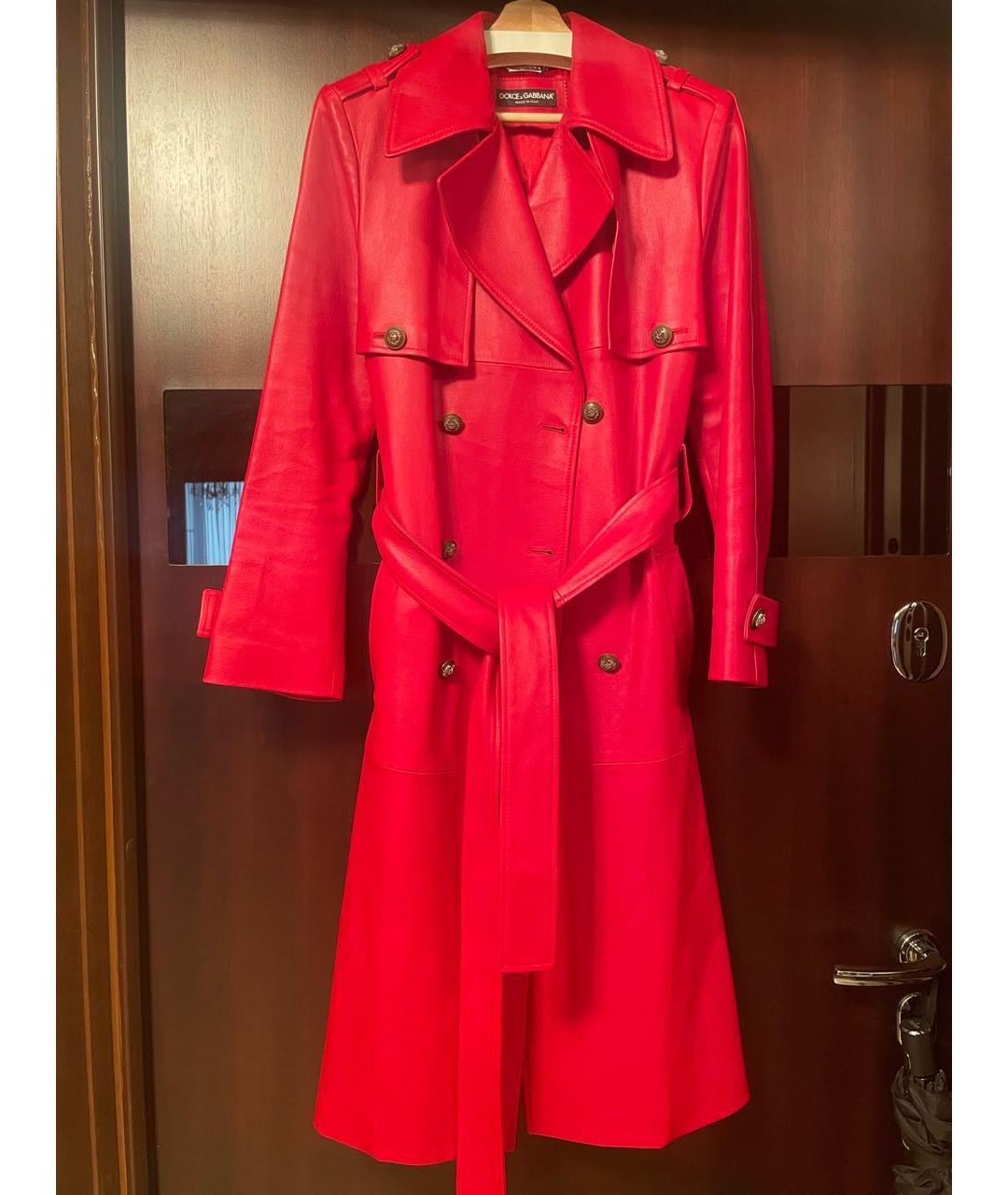 DOLCE&GABBANA Красный кожаный тренч/плащ, фото 6
