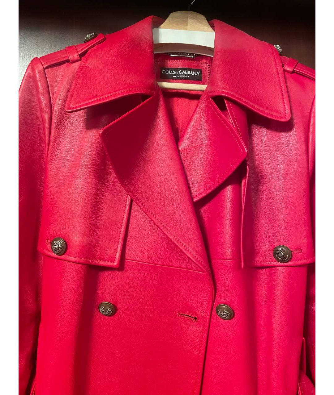 DOLCE&GABBANA Красный кожаный тренч/плащ, фото 3