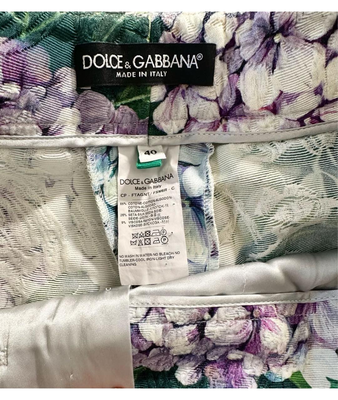 DOLCE&GABBANA Мульти хлопковые прямые брюки, фото 3