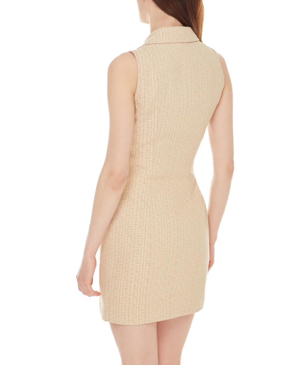 BALMAIN Бежевое хлопковое коктейльное платье, фото 5