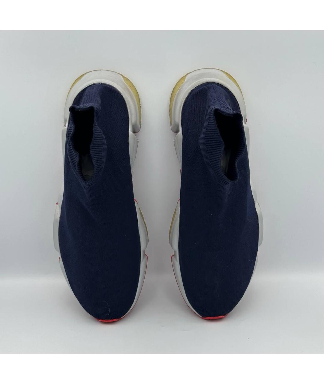 BALENCIAGA Темно-синие текстильные высокие кроссовки / кеды, фото 3