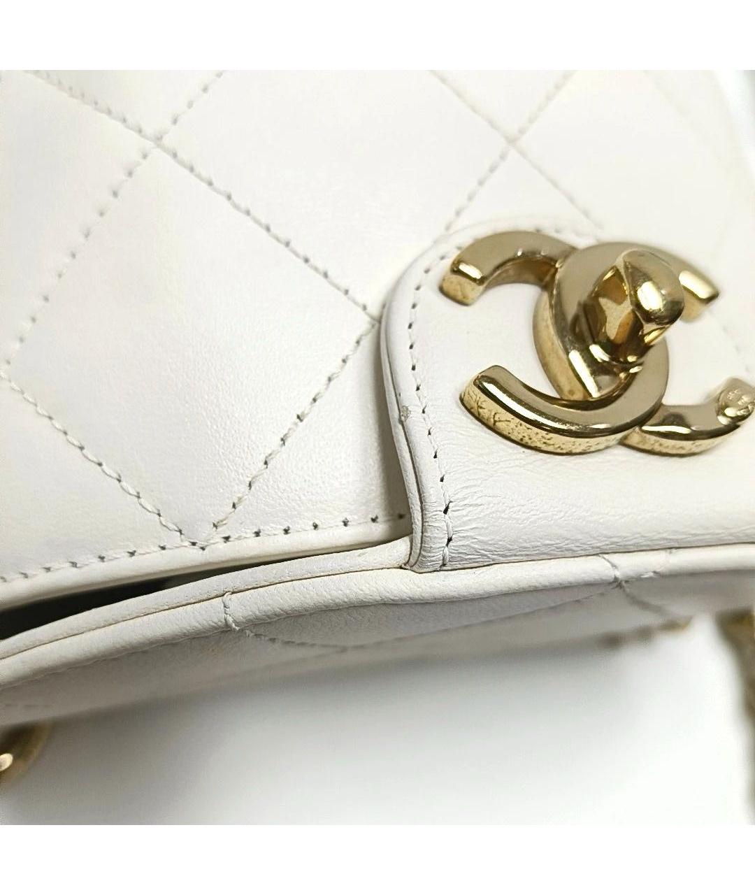 CHANEL Белая кожаная сумка через плечо, фото 6