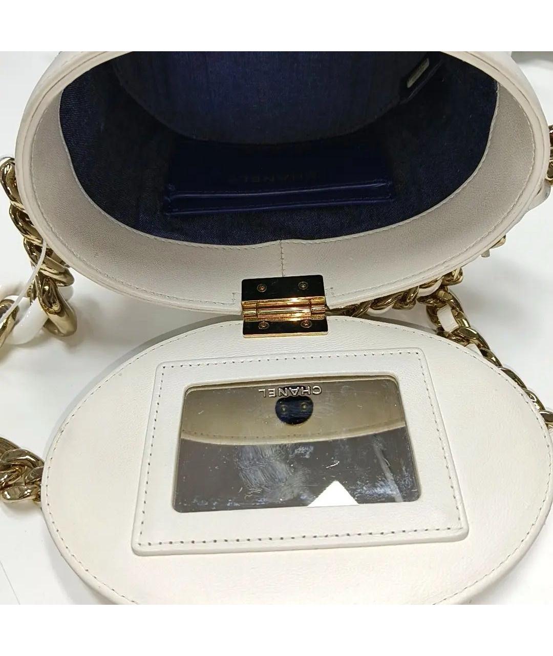 CHANEL Белая кожаная сумка через плечо, фото 4