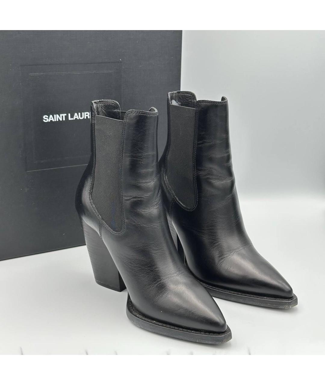 SAINT LAURENT Черные кожаные ботильоны, фото 2