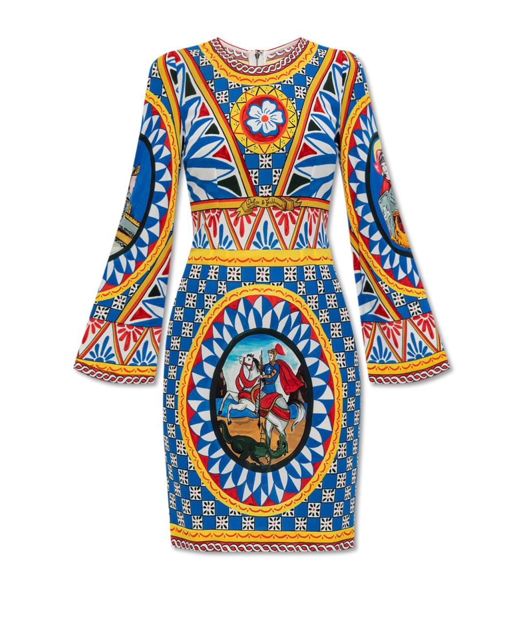 DOLCE&GABBANA Синее вискозное коктейльное платье, фото 5