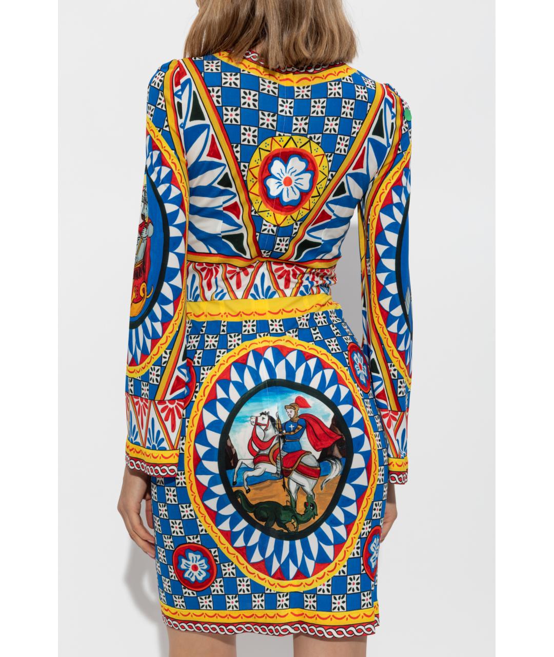 DOLCE&GABBANA Синее вискозное коктейльное платье, фото 4