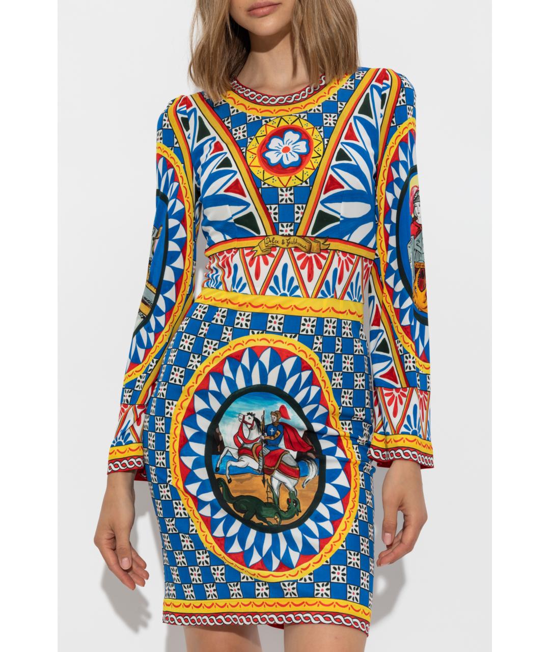 DOLCE&GABBANA Синее вискозное коктейльное платье, фото 3