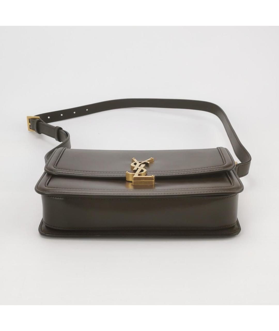 SAINT LAURENT Коричневая кожаная сумка через плечо, фото 6