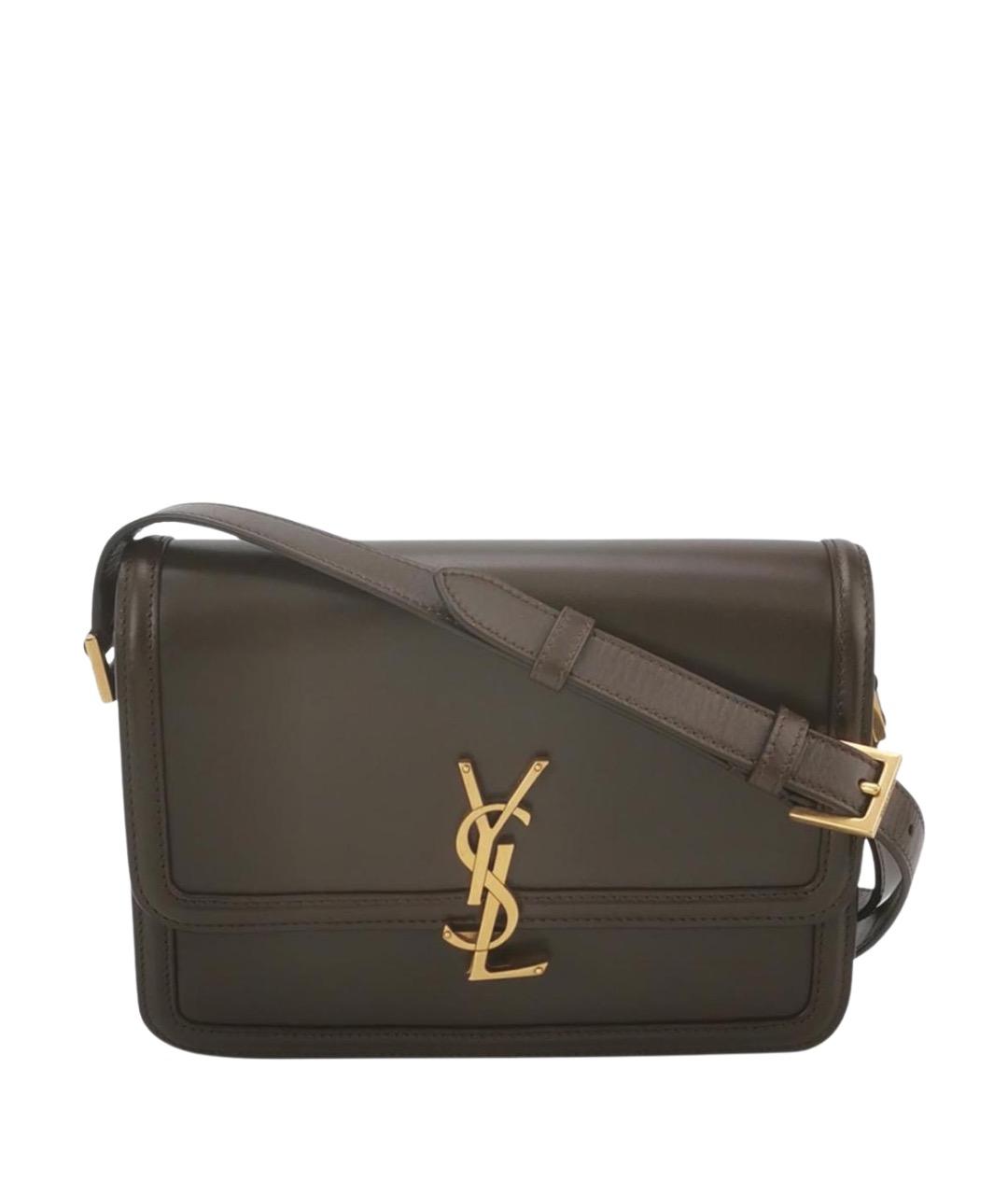 SAINT LAURENT Коричневая кожаная сумка через плечо, фото 1