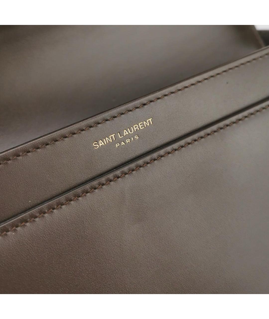SAINT LAURENT Коричневая кожаная сумка через плечо, фото 8