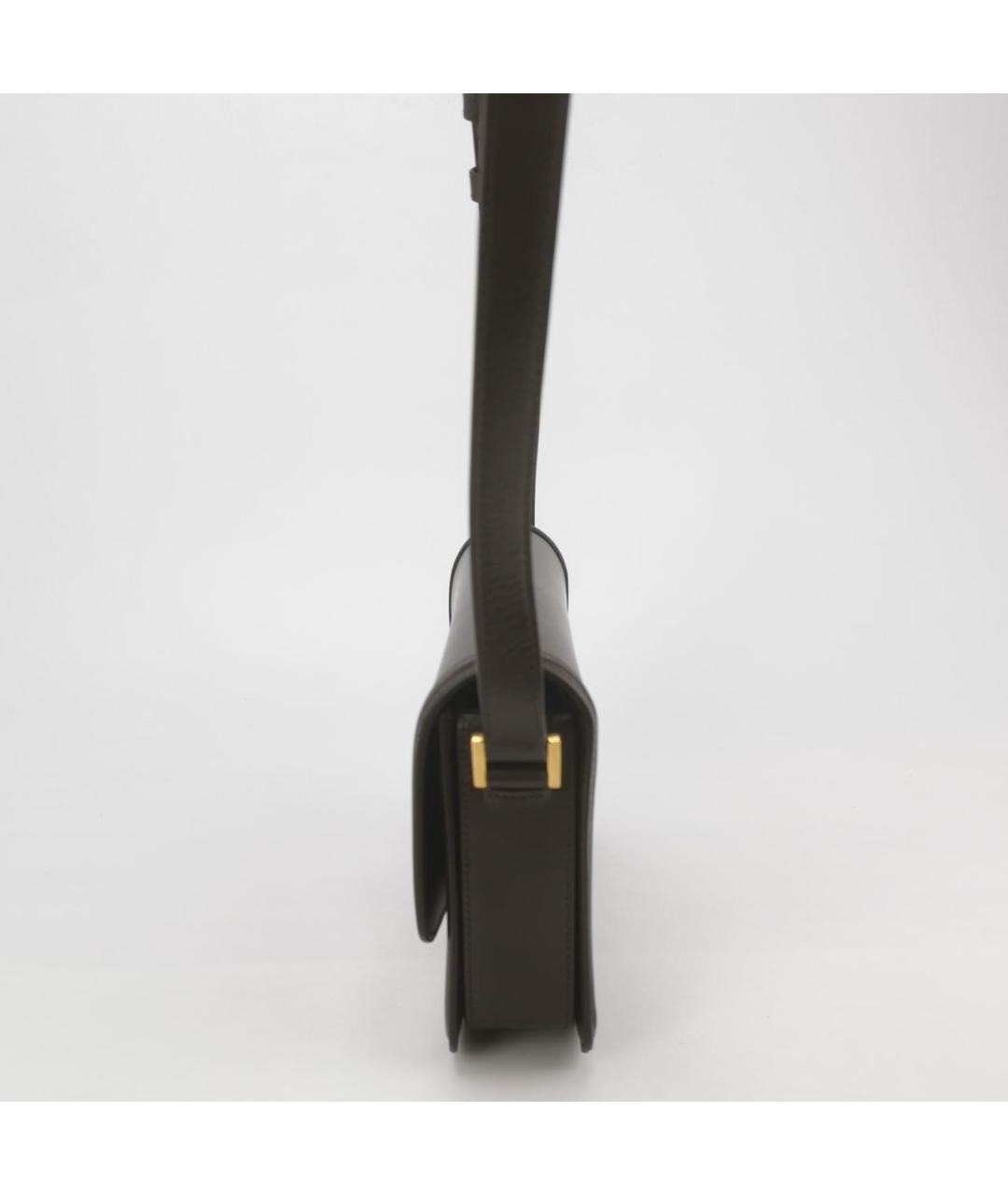 SAINT LAURENT Коричневая кожаная сумка через плечо, фото 3