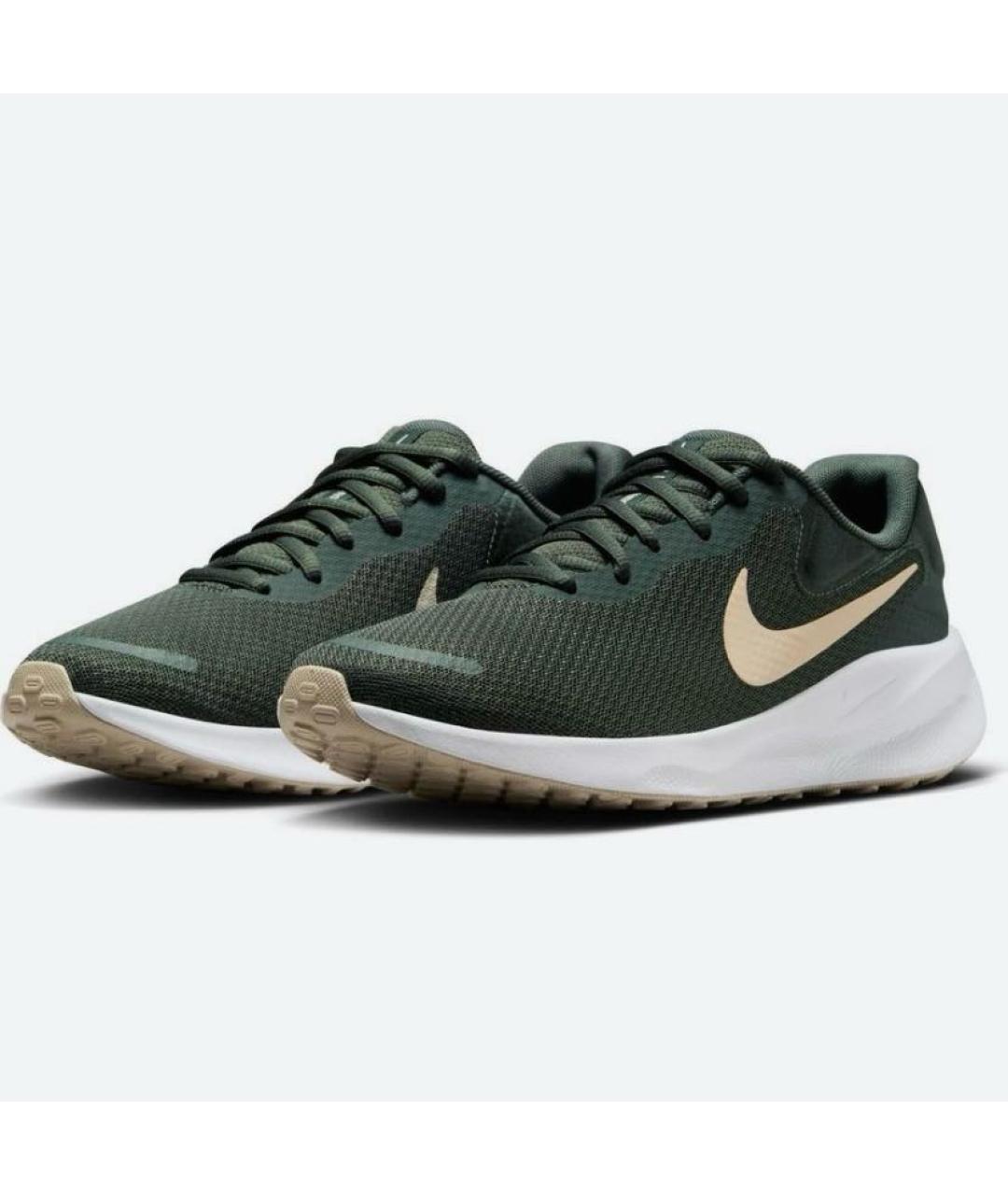 NIKE Зеленые текстильные низкие кроссовки / кеды, фото 2