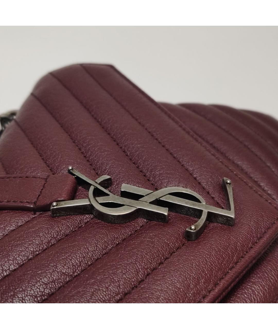 SAINT LAURENT Бордовая кожаная сумка через плечо, фото 8