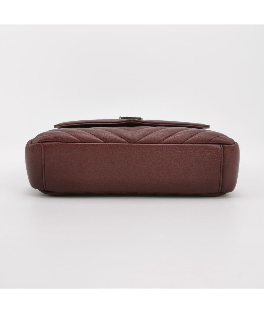 SAINT LAURENT Бордовая кожаная сумка через плечо, фото 5