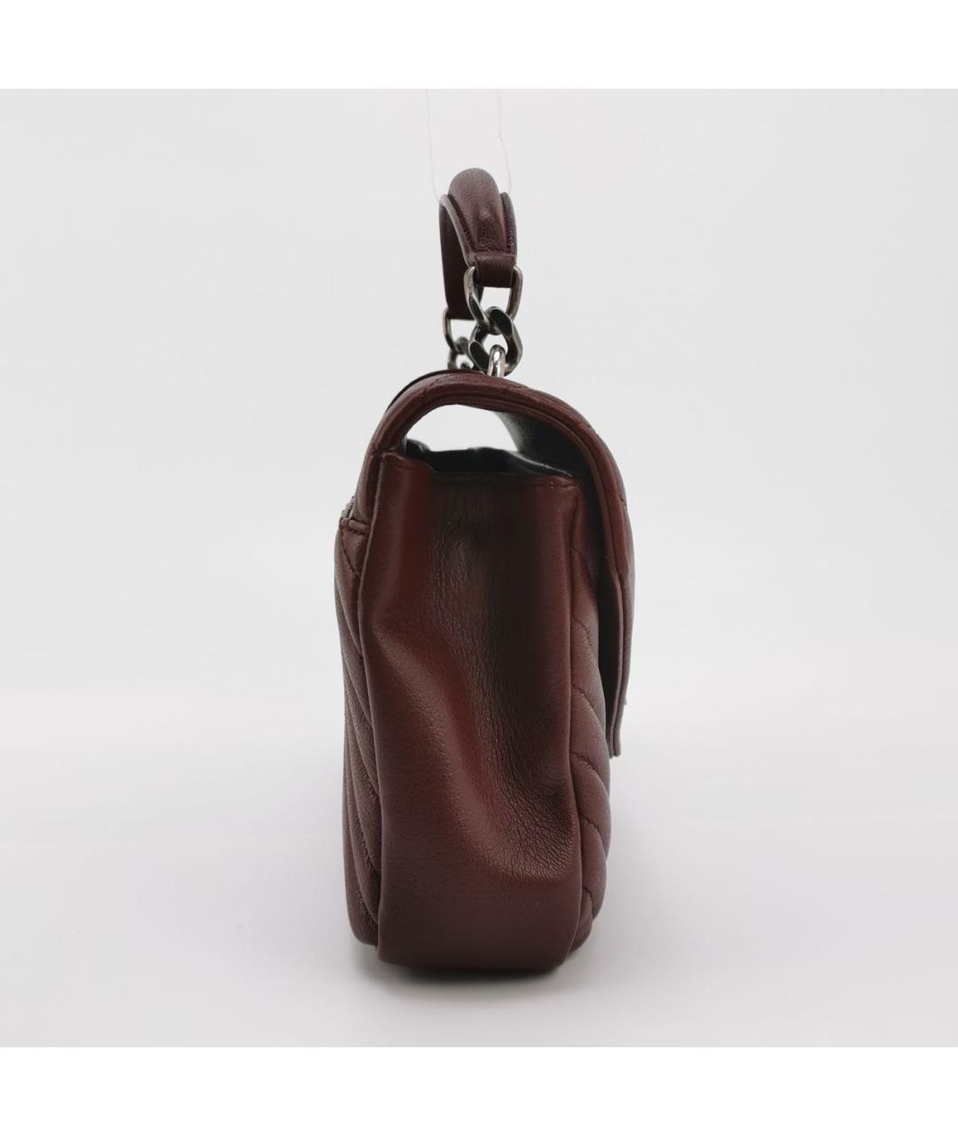 SAINT LAURENT Бордовая кожаная сумка через плечо, фото 3