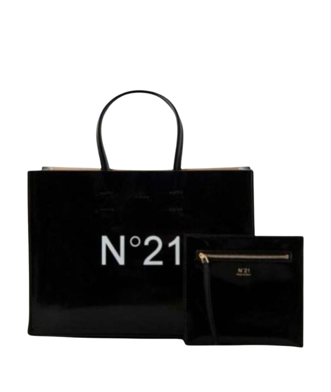 NO. 21 Черная сумка тоут из искусственной кожи, фото 1