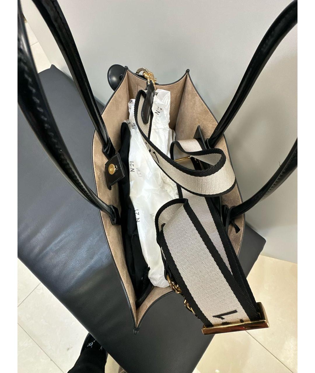 NO. 21 Черная сумка тоут из искусственной кожи, фото 4
