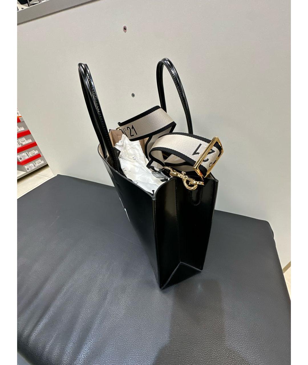 NO. 21 Черная сумка тоут из искусственной кожи, фото 2