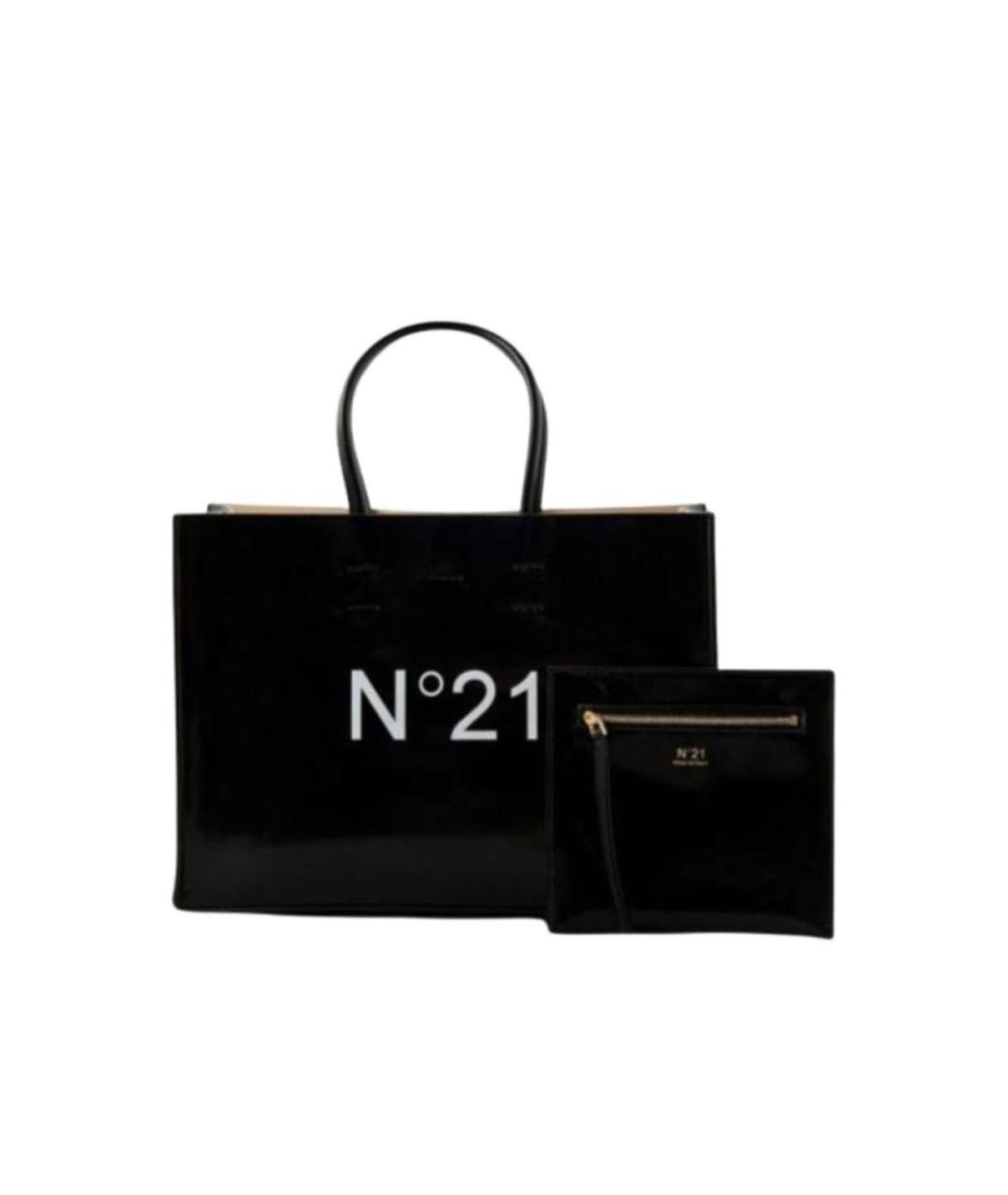 NO. 21 Черная сумка тоут из искусственной кожи, фото 6