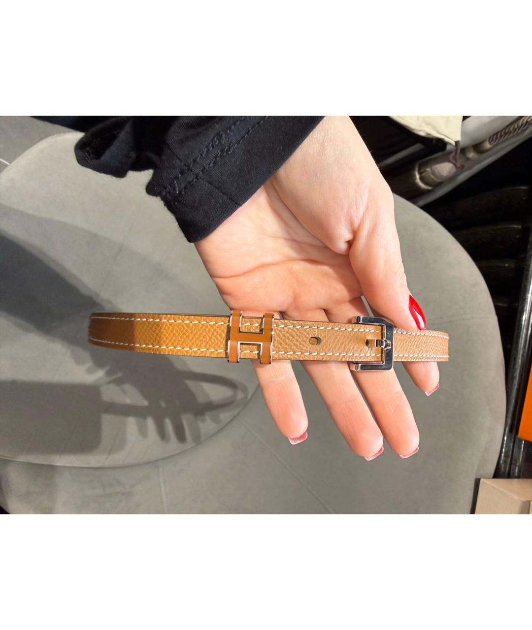 HERMES Коричневый кожаный ремень, фото 2