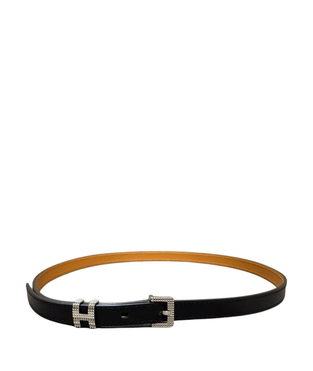 HERMES Черный кожаный ремень, фото 1