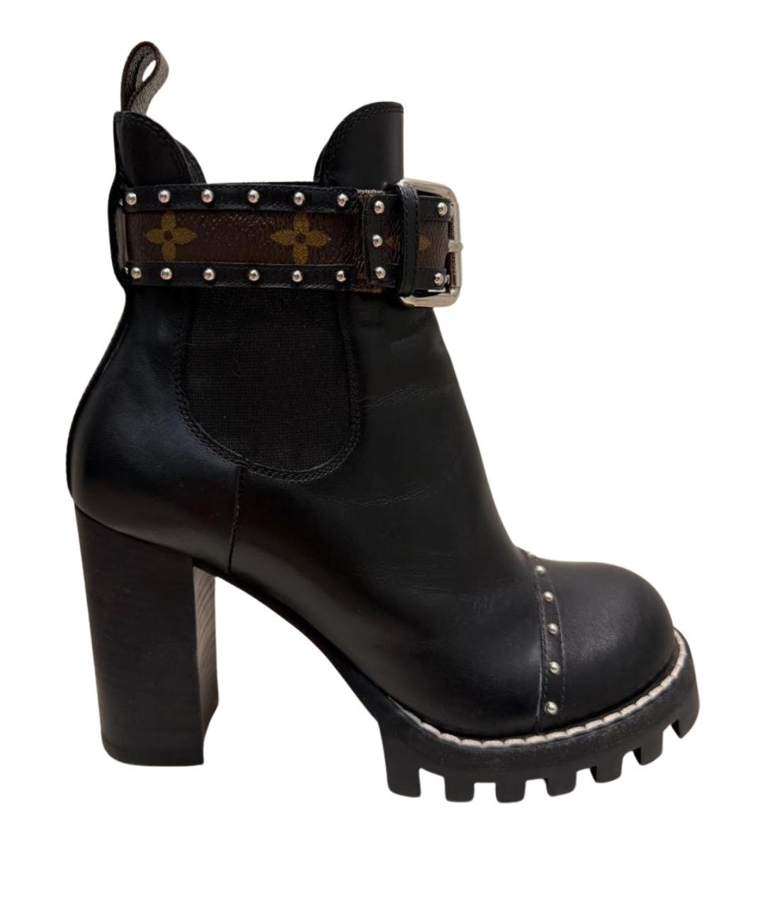 LOUIS VUITTON Черные кожаные ботильоны, фото 1